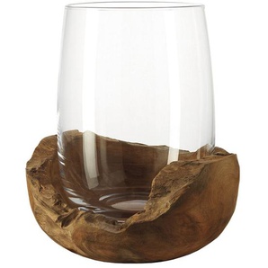 Windlicht Terra aus Glas und Holz