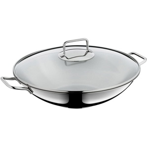 WMF Wok Macao Wokpfanne mit Glasdeckel, Induktion, Cromargan® Edelstahl Rostfrei 18/10 (1-tlg), Ø 36 cm, für alle gänigen Herdarten geeignet, spülmaschinengeeignet