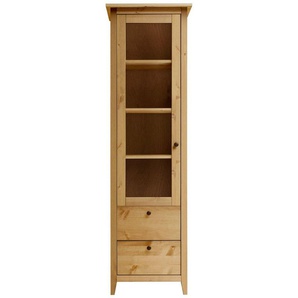 Wohn[glück]lich by Infantil Vitrine Solvita Schrank Hochschrank mit Glastür, Kiefer massiv Breite 58 cm, Landhaus