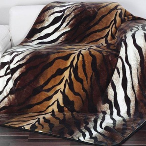 Wohndecke Königstiger, Gözze, Animalprint, Kuscheldecke