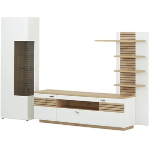 uno Wohnkombination Fresno - weiß - Materialmix - 296 cm - 201 cm - 47 cm | Möbel Kraft