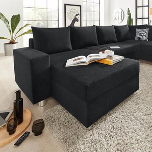 Wohnlandschaft COLLECTION AB Paris U-Form Sofas Gr. B/H/T: 310cm x 85cm x 212cm, Microfaser PRIMABELLE, Recamiere beidseitig montierbar, mit Bettfunktion-mit Bettkasten, schwarz mit Federkern, wahlweise Bettfunktion und Bettkasten Bestseller