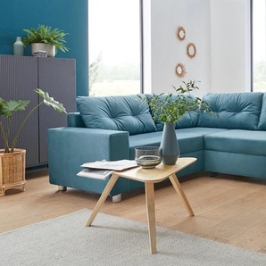 Wohnlandschaft COLLECTION AB Paris U-Form Sofas Gr. B/T: 310cm x 212cm, Samtoptik, ohne Bettfunktion, blau (azur) inklusive Federkern, wahlweise mit Bettfunktion und Bettkasten