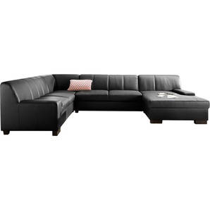 Wohnlandschaft DOMO COLLECTION Norma Top U-Form Sofas Gr. B/H/T: 328 cm x 77 cm x 90 cm, Kunstleder SOFTLUX, Recamiere rechts, mit Bettfunktion, schwarz Wohnlandschaften wahlweise mit Bettfunktion