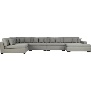 Wohnlandschaft GUIDO MARIA KRETSCHMER HOME&LIVING Skara XXL U-Form Sofas Gr. B/H/T: 510 cm x 86 cm x 250 cm, Struktur (recyceltes Polyester), Recamiere rechts, beige (greige) Wohnlandschaften Lounge-Sofa XXL mit Federkern-Polsterung, in vielen