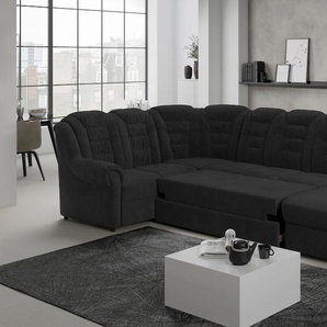 Wohnlandschaft HOME AFFAIRE Boston U-Form Sofas Gr. B/H/T: 333 cm x 102 cm x 216 cm, Chenille, langer Schenkel links-Recamiere rechts-Bettfunktion rechts, Mit Bettfunktion-mit Schubkasten, schwarz (black) Wohnlandschaften Gemütliche Wohnlandschaft mit