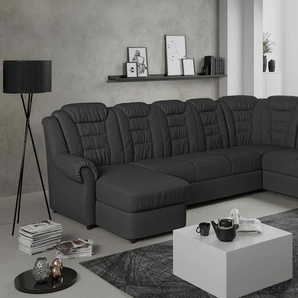 Wohnlandschaft HOME AFFAIRE Boston U-Form Sofas Gr. B/H/T: 333 cm x 102 cm x 216 cm, Kunstleder SOFTLUX, langer Schenkel rechts-Recamiere links, Ohne Bettfunktion-ohne Schubkasten, schwarz (black) Wohnlandschaften Gemütliche Wohnlandschaft mit hoher