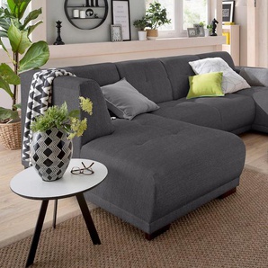 Wohnlandschaft HOME AFFAIRE Langeland U-Form Sofas Gr. B/H/T: 297cm x 85cm x 163cm, Struktur, Recamiere rechts, grau (anthrazit) incl. 2 Zierkissen, Recamiere wahlweise links oder rechts