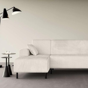 Wohnlandschaft HOME AFFAIRE Wohnlandschaft Arros U-Form, mit Wellenunterfederung Sofas Gr. B/H/T: 300 cm x 81 cm x 163 cm, Cord, Recamiere links, beige (creme) incl. loser Zierkissen, Maße BTH: 30016381 cm, auch in Cord