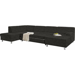 Wohnlandschaft INOSIGN Jamie, U-Form Sofas Gr. B/H/T: 308 cm x 72 cm x 80 cm, Microfaser PRIMABELLE, Recamiere rechts, mit Bettfunktion, schwarz Wohnlandschaften wahlweise mit Bettfunktion