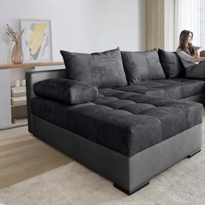 Wohnlandschaft INOSIGN Josy U-Form, grau (anthrazit), B:269cm H:41cm T:161cm, 100%Polyester, Sofas, inkl. Bettfunktion, Bettkasten und Kissen, mit 2 Recamieren, Topseller