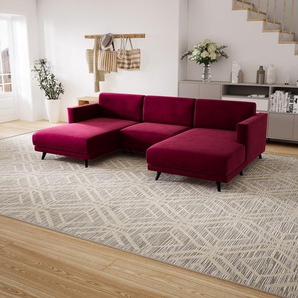 Wohnlandschaft Samt Brombeerrot - Flexible Designer-Wohnlandschaft: Hochwertige Materialien, einzigartiges Design - 265 x 75 x 162 cm, Konfigurator