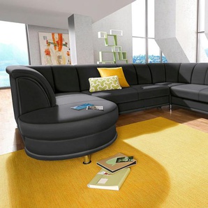 Wohnlandschaft TRENDMANUFAKTUR Rondo, U-Form Sofas Gr. B/H/T: 320 cm x 85 cm x 94 cm, Kunstleder SOFTLUX, Ottomane links, mit Federkern, ohne Bettfunktion, schwarz Wohnlandschaften inkl.Federkern, wahlweise mit Bettfunktion