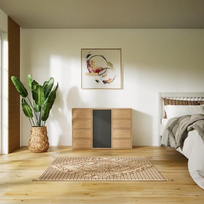 Kommode Eiche - Lowboard: Schubladen in Eiche & Türen in Graphitgrau - Hochwertige Materialien - 118 x 79 x 34 cm, konfigurierbar