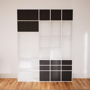 Wohnwand Graphitgrau - Individuelle Designer-Regalwand: Schubladen in Graphitgrau & Türen in Graphitgrau - Hochwertige Materialien - 192 x 252 x 34 cm, Konfigurator