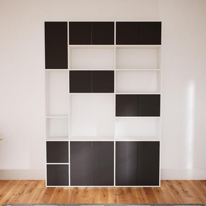 Wohnwand Graphitgrau - Individuelle Designer-Regalwand: Türen in Graphitgrau - Hochwertige Materialien - 190 x 271 x 34 cm, Konfigurator