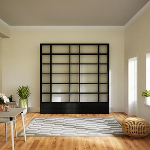 Bibliotheksregal Schwarz - Individuelles Regal für Bibliothek: Schubladen in Schwarz - 267 x 271 x 34 cm, konfigurierbar
