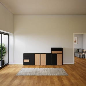 Sideboard Schwarz - Sideboard: Schubladen in Schwarz & Türen in Schwarz - Hochwertige Materialien - 264 x 117 x 34 cm, konfigurierbar