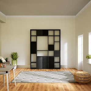 Bücherregal Schwarz - Modernes Regal für Bücher: Türen in Schwarz - 192 x 252 x 34 cm, Individuell konfigurierbar