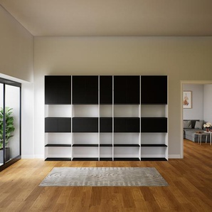 Schrankwand Schwarz - Moderne Wohnwand: Türen in Schwarz - Hochwertige Materialien - 339 x 232 x 34 cm, Konfigurator