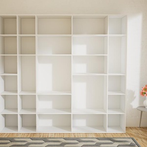 Wohnwand Weiß - Individuelle Designer-Regalwand: Hochwertige Qualität, einzigartiges Design - 267 x 232 x 47 cm, Konfigurator