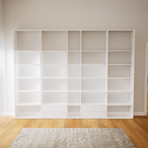 Bibliotheksregal Weiß - Individuelles Regal für Bibliothek: Schubladen in Weiß - 339 x 252 x 34 cm, konfigurierbar