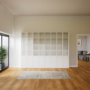 Bibliotheksregal Weiß - Individuelles Regal für Bibliothek: Türen in Weiß - 310 x 232 x 34 cm, konfigurierbar