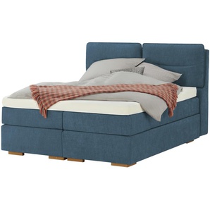 Wohnwert Boxspringbett mit Bettkasten Dormian Besta ¦ blau ¦ Maße (cm): B: 160 H: 136