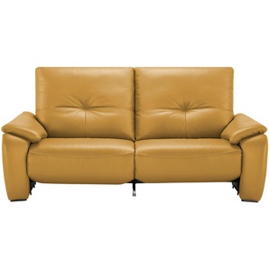 Wohnwert Sofa aus Echtleder Halina ¦ gelb ¦ Maße (cm): B: 205 H: 98 T: 98