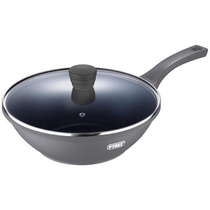 Xxxl Wok, Blau, Grau, Schwarz, Metall, Kunststoff, 3.9 l, rund, Lfgb, mit Dampfablass,hitzebeständige Griffe, antihaftbeschichtet, ergonomischer Griff, Kochen, Pfannen, Woks