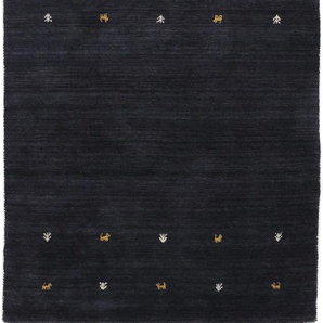 Wollteppich CARPETFINE Gabbeh Uni, schwarz, B:140cm H:15mm L:200cm, Wolle, Teppiche, reine Wolle, handgewebt, Gabbeh Loom Tiermotiv, auch als Läufer