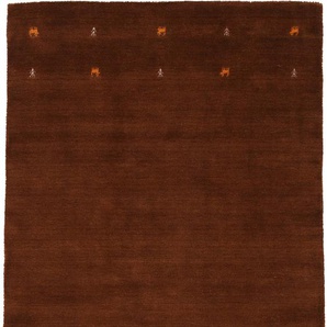 Wollteppich CARPETFINE Gabbeh Uni Teppiche Gr. B: 200cm, 15mm, L: 250cm, braun reine Wolle, handgewebt, Gabbeh Loom Tiermotiv, auch als Läufer