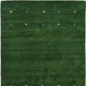 Wollteppich CARPETFINE Gabbeh Uni Teppiche Gr. B: 300cm, 15mm, L: 400cm, grün reine Wolle, handgewebt, Gabbeh Loom Tiermotiv, auch als Läufer