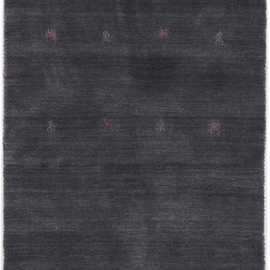 Wollteppich CARPETFINE Gabbeh Uni Teppiche Gr. B: 80cm, 15mm, L: 500cm, grau reine Wolle, handgewebt, Gabbeh Loom Tiermotiv, auch als Läufer