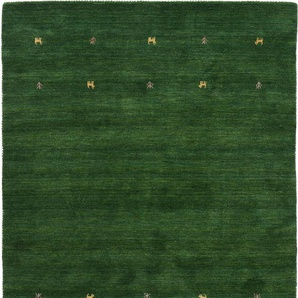 Wollteppich CARPETFINE Gabbeh Uni, grün, B:160cm H:15mm L:230cm, Wolle, Teppiche, reine Wolle, handgewebt, Gabbeh Loom Tiermotiv, auch als Läufer