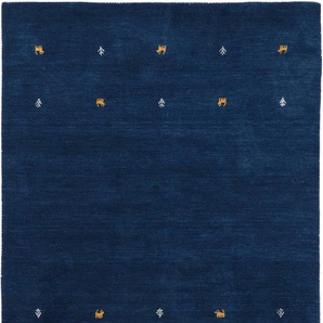 Wollteppich CARPETFINE Gabbeh Uni, blau, B:200cm H:15mm L:290cm, Wolle, Teppiche, reine Wolle, handgewebt, Gabbeh Loom Tiermotiv, auch als Läufer