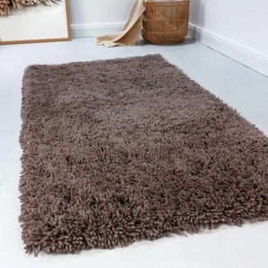 Wollteppich ESPRIT Seattle Shag Teppiche Gr. B/L: 300 cm x 300 cm, 5 mm, 1 St., grau (taupe) Esszimmerteppiche modern, flauschig aus Schurwolle, pflegeleicht, Wohn-, Schlafzimmer