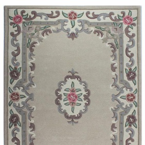 Wollteppich FLAIR RUGS Aubusson Teppiche Gr. B/L: 150 cm x 240 cm, 10 mm, 1 St., beige (natur) Esszimmerteppiche