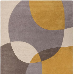 Wollteppich FLAIR RUGS Glow Teppiche Gr. B: 200cm, 8mm, L: 290cm, gelb (ocker) fußbodenheizungsgeeignet, mit Hoch-Tief-Effekt, gemustert