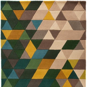 Wollteppich FLAIR RUGS Prism Teppiche Gr. B: 160cm, 10mm, L: 220cm, bunt (multi) aus 100% Wolle, mehrfarbig, geometrisches Muster, mit Hoch-Tief-Effekt