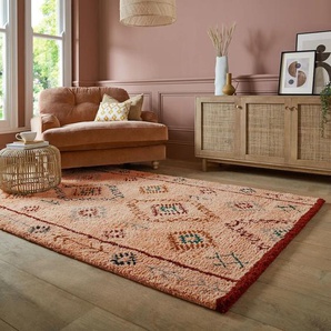 Wollteppich FLAIR RUGS Sahara Shaggy Teppiche Gr. B: 160cm, 25mm, L: 230cm, rosa Sahara Shaggy Teppich aus Berberwolle