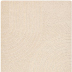 Wollteppich HOME AFFAIRE Gabbo Design, Handweb Teppich, reine Wolle, handgewebt Teppiche Gr. B: 240cm, 14mm, L: 340cm, beige (natur) Hoch-Tief-Effekt, reine Wolle, Scandi-Look, Naturfaser, Handarbeit