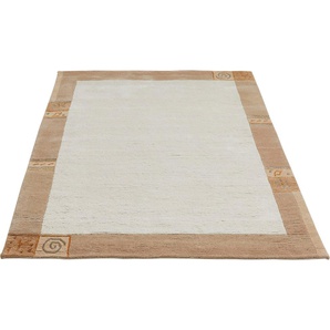 Wollteppich LUXOR LIVING India Teppiche Gr. B: 170cm, 20mm, L: 240cm, beige Designer-Teppich Knüpfteppich Schurwollteppich Teppich Teppiche reine Wolle, handgeknüpft, mit Bordüre, auch als Läufer