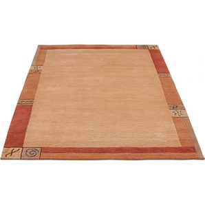 Wollteppich LUXOR LIVING India Teppiche Gr. B: 200cm, 20mm, L: 300cm, orange (terra) Designer-Teppich Knüpfteppich Schurwollteppich Teppich Teppiche reine Wolle, handgeknüpft, mit Bordüre, auch als Läufer