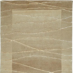 Wollteppich LUXOR LIVING Lineo Teppiche Gr. B: 120cm, 14mm, L: 180cm, beige Nepalteppich, reine Wolle, handgeknüpft, mit Bordüre