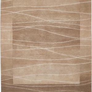 Wollteppich LUXOR LIVING Lineo Teppiche Gr. B: 120cm, 14mm, L: 180cm, beige (sand) Nepalteppich, reine Wolle, handgeknüpft, mit Bordüre