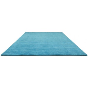 Wollteppich MORGENLAND GABBEH FEIN UNI Teppiche Gr. B: 170cm, L: 240cm, blau (hellblau) reine Schurwolle, uni, Wohnzimmer