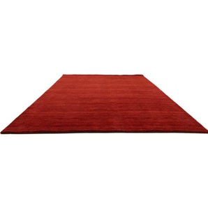 Wollteppich MORGENLAND GABBEH FEIN UNI Teppiche Gr. B: 200cm, L: 300cm, rot reine Schurwolle, uni, Wohnzimmer