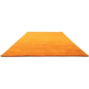 Wollteppich MORGENLAND GABBEH FEIN UNI Teppiche Gr. B: 250cm, L: 300cm, orange reine Schurwolle, uni, Wohnzimmer