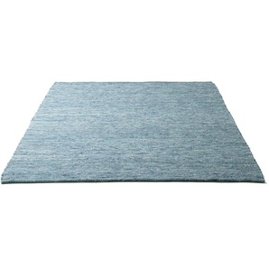 Wollteppich SANSIBAR Hörnum Teppiche Gr. B: 170cm, 12mm, L: 240cm, blau Handweb Teppich, meliert, reine gewalkte Wolle, handgewebt